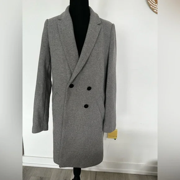 Women’s Grey Single-Breasted Pea Coat - Picture 2 of 3